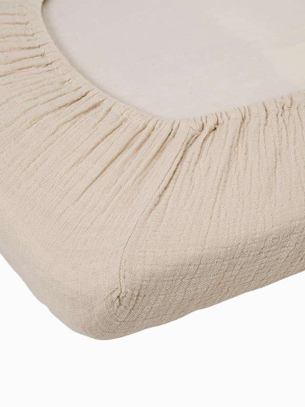 birlik1952 ipliq 4 kat double multi muslin müslin bebek çocuk lastikli çarşaf baby bed sheet linen crinkle ekru