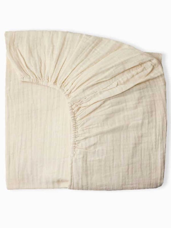 birlik1952 ipliq 4 kat double multi muslin müslin bebek çocuk lastikli çarşaf baby bed sheet linen crinkle ekru