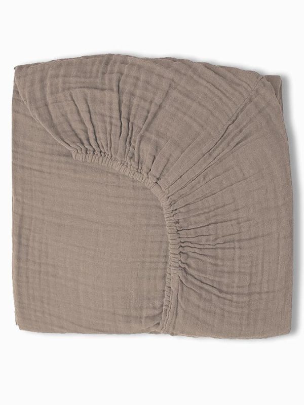 birlik1952 ipliq 4 kat double multi muslin müslin bebek çocuk lastikli çarşaf baby bed sheet linen crinkle bej cappicino