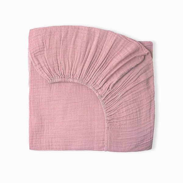 birlik1952 ipliq 4 kat double multi muslin müslin bebek çocuk lastikli çarşaf baby bed sheet linen crinkle pembe pink