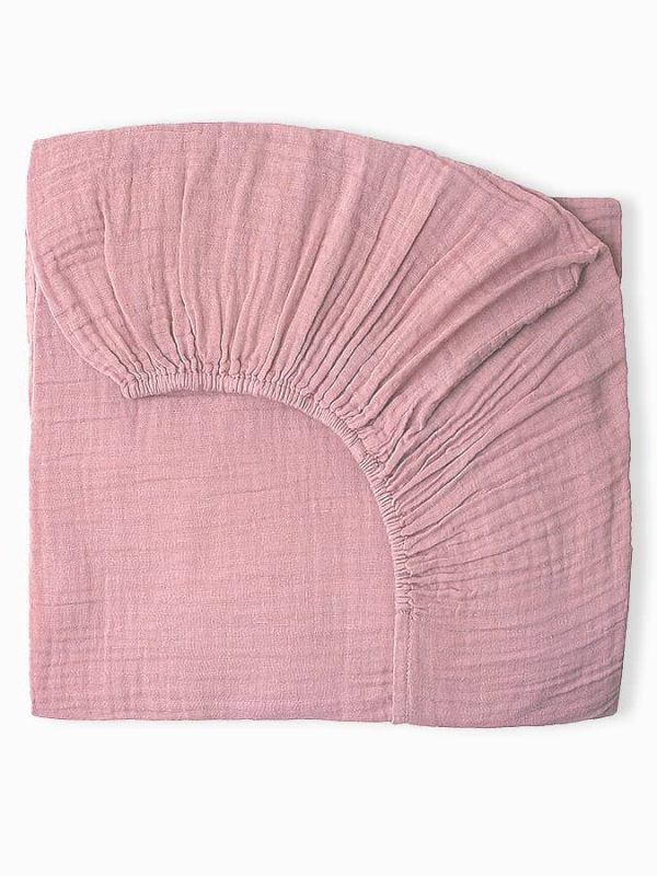birlik1952 ipliq 4 kat double multi muslin müslin bebek çocuk lastikli çarşaf baby bed sheet linen crinkle pembe pink