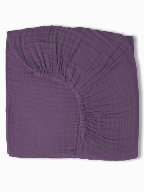 birlik1952 ipliq 4 kat double multi muslin müslin bebek çocuk lastikli çarşaf baby bed sheet linen crinkle mürdüm