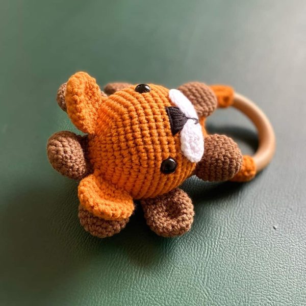 birlik1952 amigurumi oyuncak peluş bebek diş kaşıyıcı çıngırak emzik askısı aslan