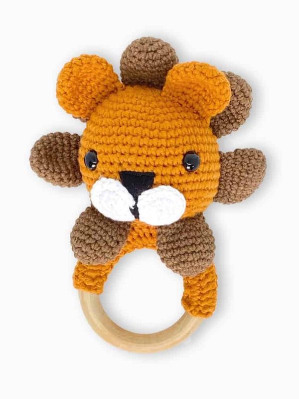 birlik1952 amigurumi oyuncak peluş bebek diş kaşıyıcı çıngırak emzik askısı aslan