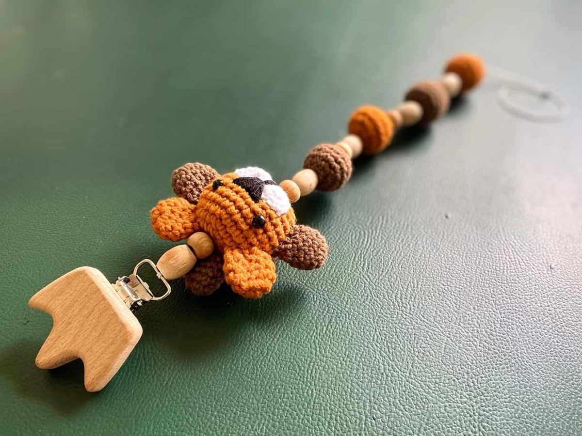 birlik1952 amigurumi oyuncak peluş bebek diş kaşıyıcı çıngırak emzik askısı aslan