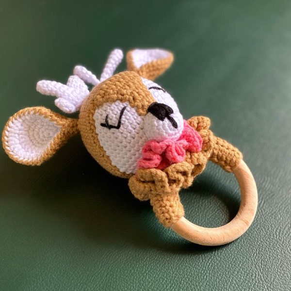 birlik1952 amigurumi oyuncak peluş bebek diş kaşıyıcı çıngırak emzik askısı ceylan deer