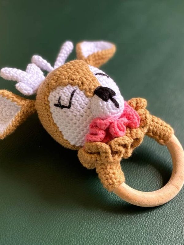 birlik1952 amigurumi oyuncak peluş bebek diş kaşıyıcı çıngırak emzik askısı ceylan deer