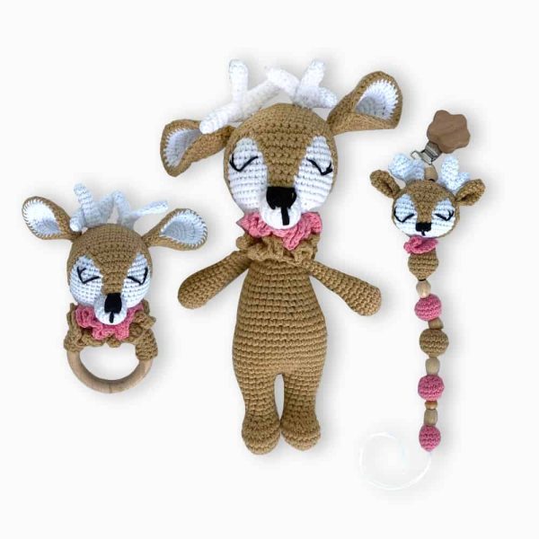 birlik1952 amigurumi oyuncak peluş bebek diş kaşıyıcı çıngırak emzik askısı ceylan deer