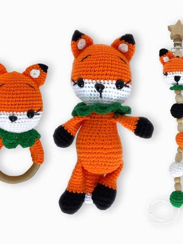 birlik1952 amigurumi oyuncak peluş bebek diş kaşıyıcı çıngırak emzik askısı tilki fuchs fox
