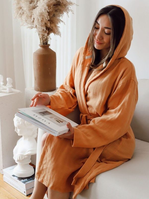 birlik1952 müslin bornoz 2 kat 3 kat 4 kat bathrobe 4 gauze kimono hardal toprak brown