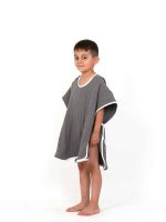 birlik1952 ipliq cocuk child baby 4 layer muslin pancho panço crinkle müslin multi muslin bath textile anthracitte antrasit gri grey