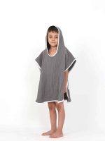 birlik1952 ipliq cocuk child baby 4 layer muslin pancho panço crinkle müslin multi muslin bath textile anthracitte antrasit gri grey