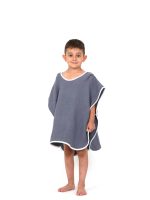 birlik1952 ipliq cocuk child baby 4 layer muslin pancho panço crinkle müslin multi muslin bath textile indigo blue mavi