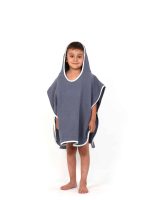 birlik1952 ipliq cocuk child baby 4 layer muslin pancho panço crinkle müslin multi muslin bath textile indigo blue mavi