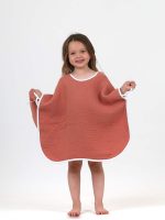 birlik1952 ipliq cocuk child baby 4 layer muslin pancho panço crinkle müslin multi muslin bath textile terracota red