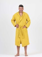 birlik1952 ipliq crinkle krinkle 4 kat multi double muslin müslin bathrobe yellow hardal mustard