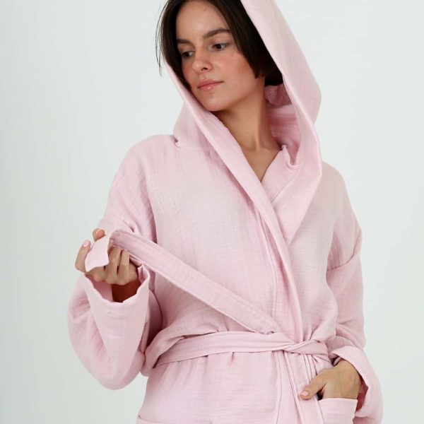 birlik1952 ipliq crinkle krinkle 4 kat multi double muslin müslin bathrobe pink pembe