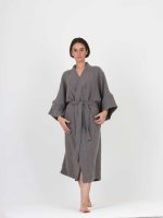 birlik1952 ipliq crinkle krinkle 4 kat multi double muslin müslin bathrobe kimono antasit anthracite
