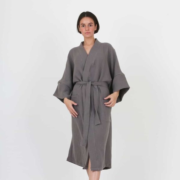 birlik1952 ipliq crinkle krinkle 4 kat multi double muslin müslin bathrobe kimono antasit anthracite