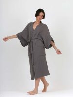 birlik1952 ipliq crinkle krinkle 4 kat multi double muslin müslin bathrobe kimono antasit anthracite
