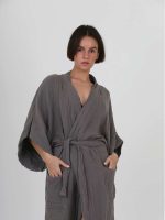 birlik1952 ipliq crinkle krinkle 4 kat multi double muslin müslin bathrobe kimono antasit anthracite