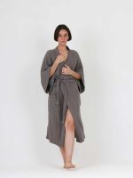 birlik1952 ipliq crinkle krinkle 4 kat multi double muslin müslin bathrobe kimono antasit anthracite