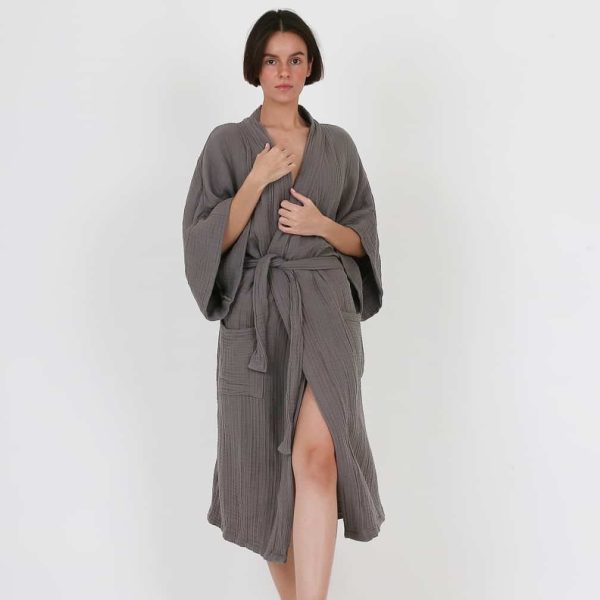 birlik1952 ipliq crinkle krinkle 4 kat multi double muslin müslin bathrobe kimono antasit anthracite