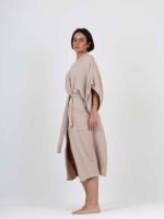 birlik1952 ipliq crinkle krinkle 4 kat multi double muslin müslin bathrobe kimono cappicino bej