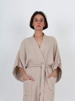 birlik1952 ipliq crinkle krinkle 4 kat multi double muslin müslin bathrobe kimono cappicino bej