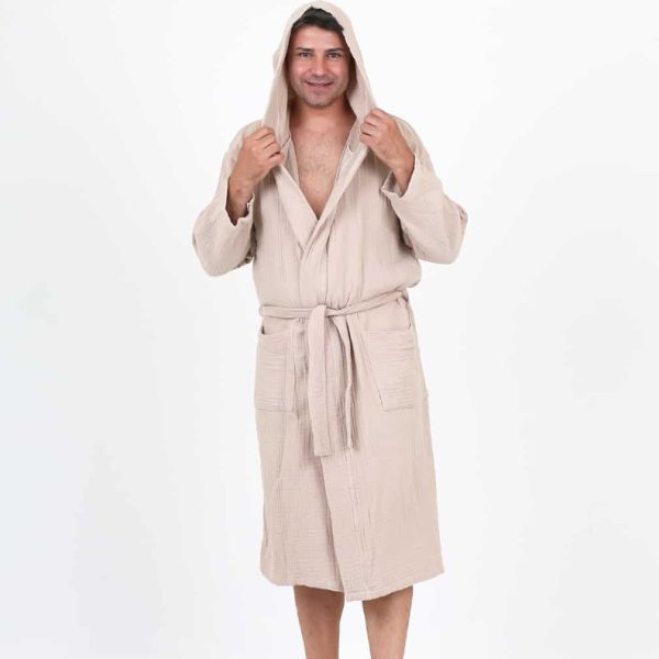 birlik1952 ipliq crinkle krinkle 4 kat multi double muslin müslin bathrobe cappicino bej