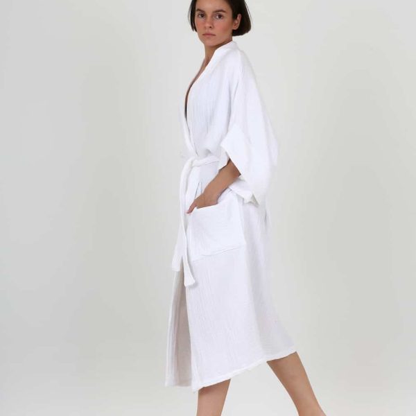 birlik1952 ipliq crinkle krinkle 4 kat multi double muslin müslin bathrobe kimono white beyaz