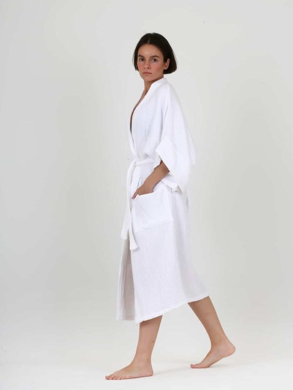 birlik1952 ipliq crinkle krinkle 4 kat multi double muslin müslin bathrobe kimono white beyaz