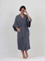 birlik1952 ipliq crinkle krinkle 4 kat multi double muslin müslin bathrobe kimono indigo blue mavi