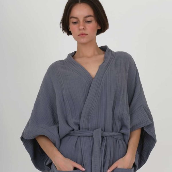 birlik1952 ipliq crinkle krinkle 4 kat multi double muslin müslin bathrobe kimono indigo blue mavi