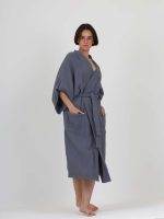 birlik1952 ipliq crinkle krinkle 4 kat multi double muslin müslin bathrobe kimono indigo blue mavi