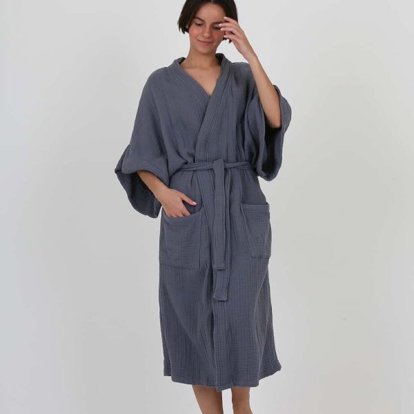 birlik1952 ipliq crinkle krinkle 4 kat multi double muslin müslin bathrobe kimono indigo blue mavi