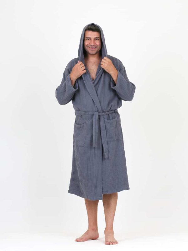 birlik1952 ipliq muslin müslin bathrobe indigo blue
