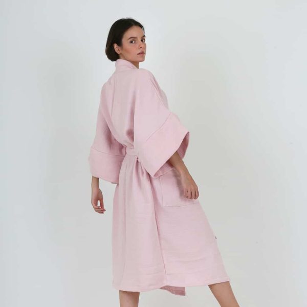 birlik1952 ipliq crinkle krinkle 4 kat multi double muslin müslin bathrobe kimono pink pembe