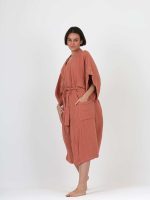 birlik1952 ipliq crinkle krinkle 4 kat multi double muslin müslin bathrobe terracota red