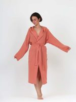 birlik1952 ipliq crinkle krinkle 4 kat multi double muslin müslin bathrobe terracota