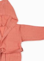 lunanino birlik1952 müslin bornoz bebek çocuk fabric baby bathrobe muslin terracotav
