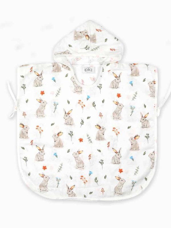 birlik1952 ipliq lunanino müslin panço muslin fabric baby pancho rabbit pastorel tavşan