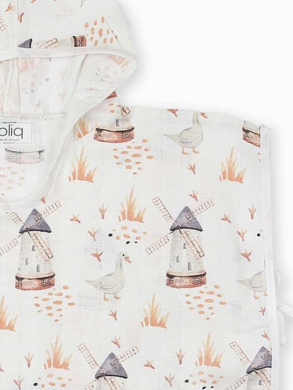 birlik1952 ipliq lunanino müslin panço muslin fabric baby pancho yel değirmeni