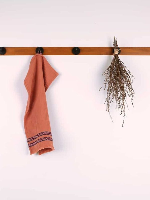 birlik1952 ipliq mutfak havlusu crinkle 4 kat multi müslin kumaş fabric turkish towel terracota