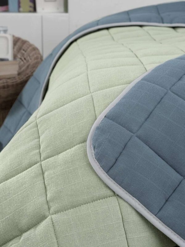 birlik1952 lunanino müslin yatak örtüsü bebek çocuk yorganı kapitoneli quilt indigo yeşil