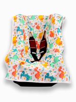 birlik1952 ipliq lunanino müslin puset oto koltuğu kılıfı muslin fabric baby car seat cover dino dinozor