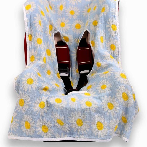 birlik1952 ipliq lunanino müslin puset oto koltuğu kılıfı muslin fabric baby car seat cover daisy papatya