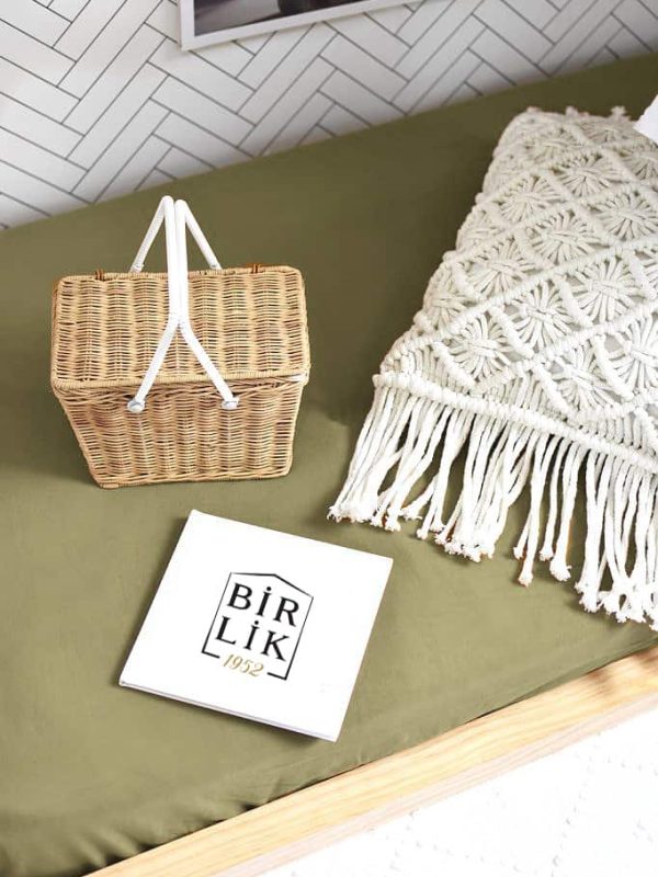 birlik1952 ranforce poplin saten lastikli çarşaf fitted bed sheet mat cover baby child çocuk yatak çarşafı adaçayı yeşil green