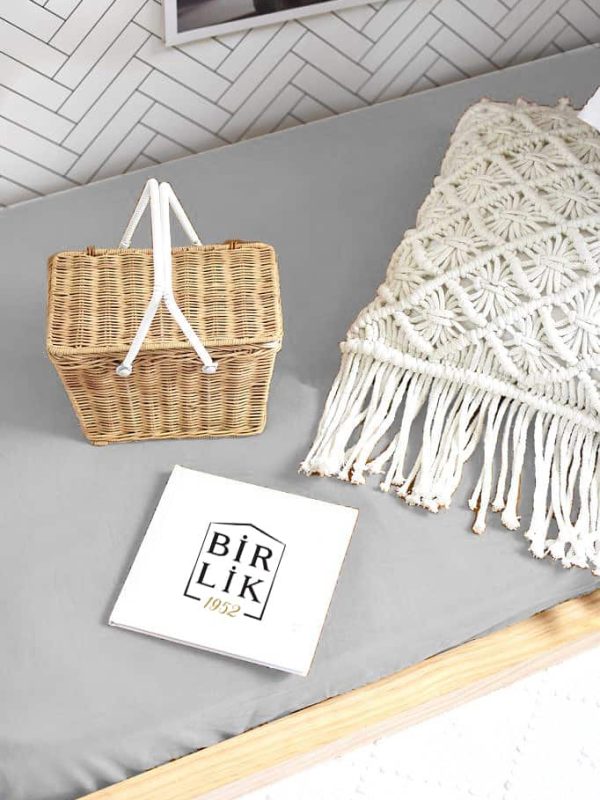 birlik1952 ranforce poplin saten lastikli çarşaf fitted bed sheet mat cover baby child çocuk yatak çarşafı gri grey