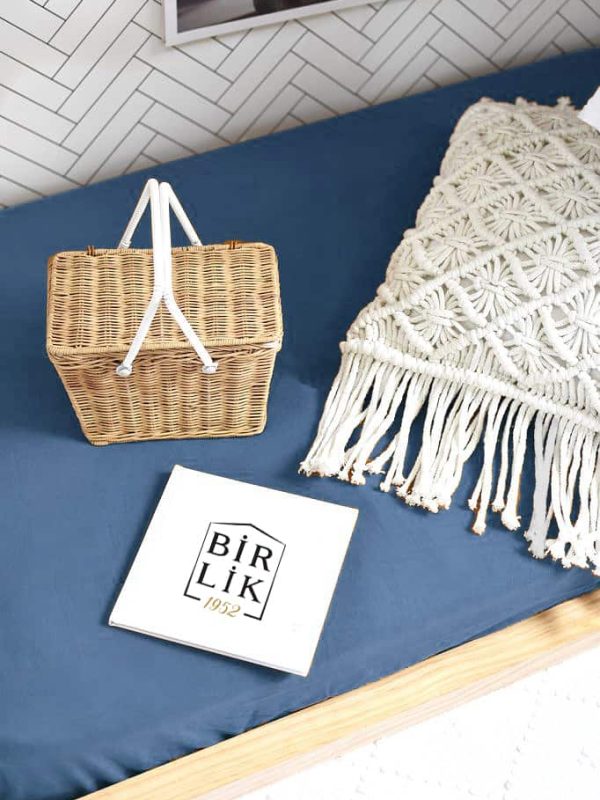 birlik1952 ranforce poplin saten lastikli çarşaf fitted bed sheet mat cover baby child çocuk yatak çarşafı indigo mavi blue